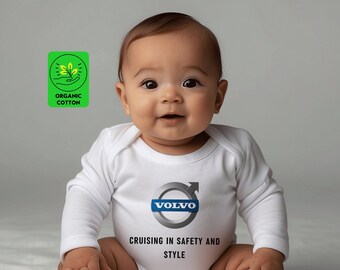 Biologisch Volvo-babyrompertje met lange mouwen | Volvo cadeau-ideeën voor peuters | Niet-giftige baby-Volvo-fanwear | Volvo newbornkleding | Volvo Peuter