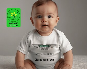 Baby Aston Martin Organic Romper | Aston Martin Eco-Friendly Baby Jumpsuit | Aston Martin Baby Clothing | Funny Organic Newborn Essential