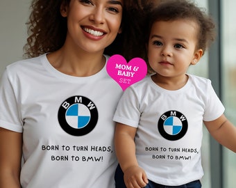 Ensemble maman et bébé BMW | Ensemble maman et bébé BMW bio | | Ensemble de t-shirts BMW pour mère et bébé | Cadeau fête des mères BMW | Ensemble haut Bmw pour maman et bébé