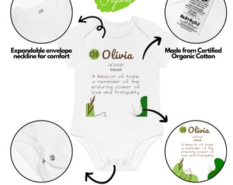 Olivia Biologisch babyrompertje | Eco-vriendelijke Olivia babycadeau-ideeën | Olivia niet-giftige babykleding | Olivia peuterkleding | Benodigdheden voor pasgeborenen