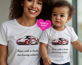 Mom and Baby Ferrari Set | Organic Mom and Baby Ferrari Set | Mother and Toddler Ferrari T-shirts set | Mother's Day Gift | Ferrari Tees Set