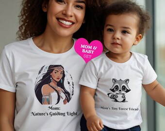 Ensemble maman et bébé | Ensemble de t-shirts pour maman et bébé Pocahontas bio | | Cadeaux pour maman et bébé | Cadeau Fête des Mères | Ensemble haut pour maman et bébé Pocahontas