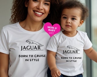 Ensemble maman et bébé Jaguar | Ensemble jaguar bio pour maman et enfant | | Ensemble de t-shirts pour maman et bébé Jaguar | Cadeau Fête des Mères | Ensemble maman et tout-petit