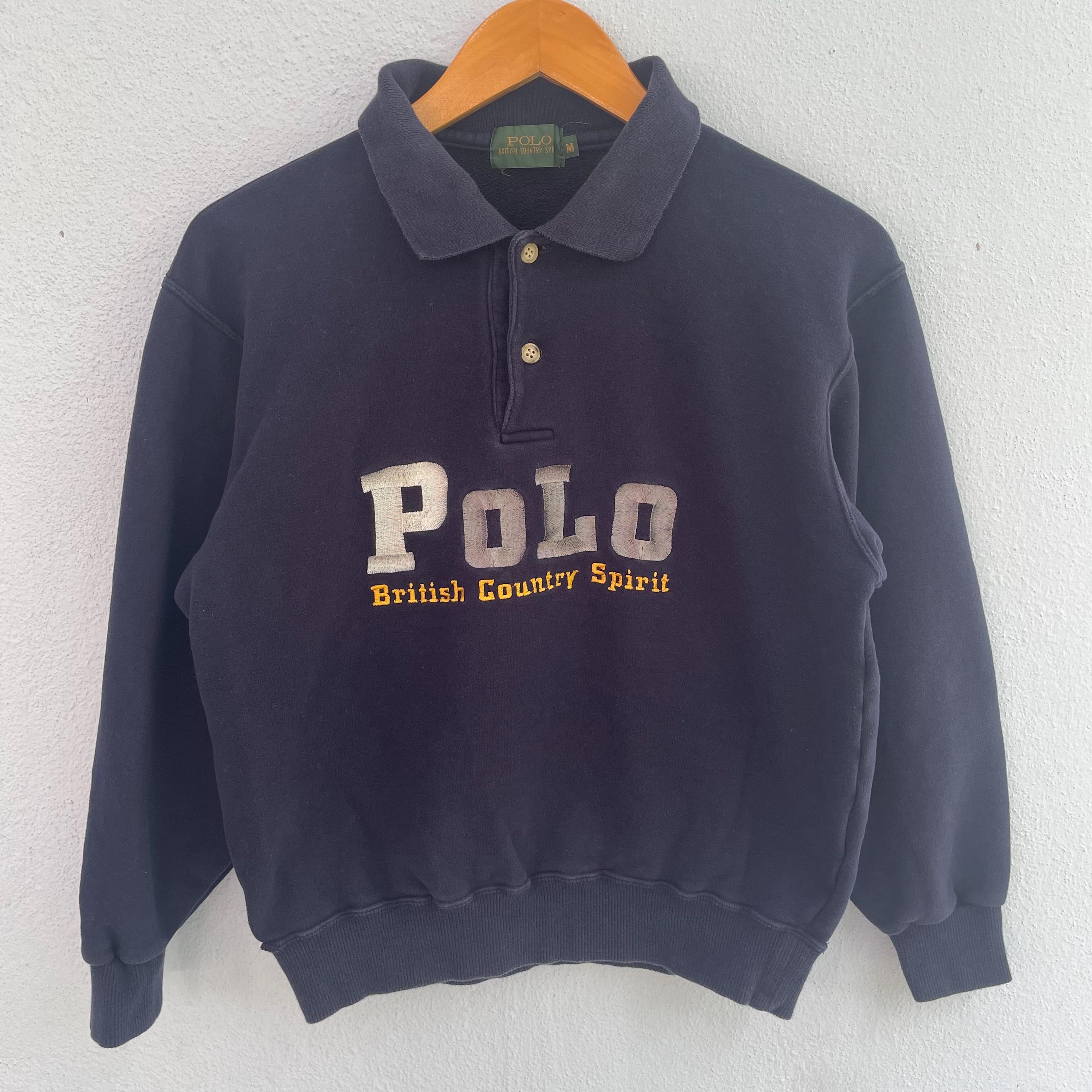 Vintage Polo British Country Spirit Embroided Big Logo Collar 