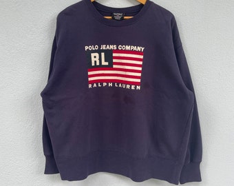 vintage polo jeans ralph lauren sweat-shirt drapeau américain