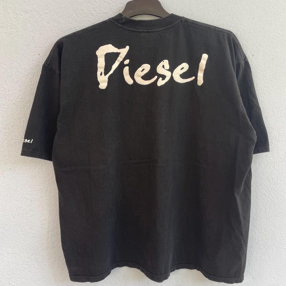 Vintage Diesel T-shirt Faded Black - Mohawk Logo Graphic Tee - Y2K