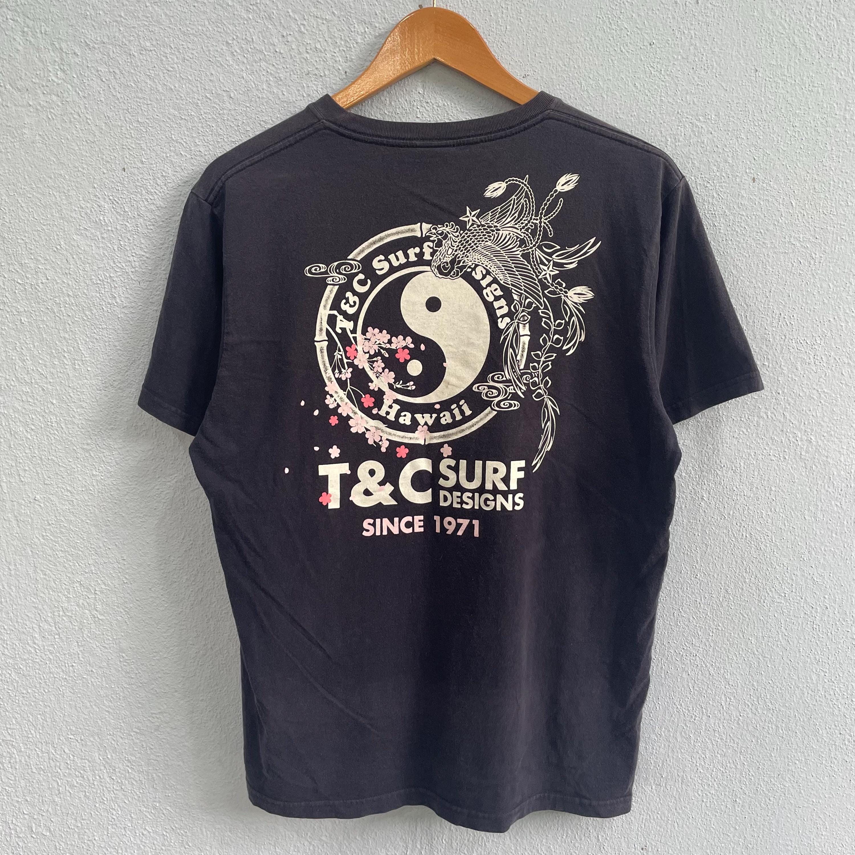 T&c Surf Hawaii Surfing Tshirt Black and White - Etsy