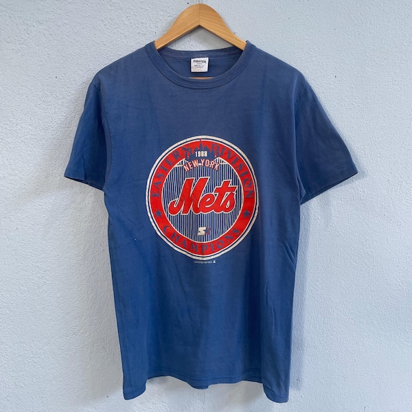 Vintage 1988 New York Mets T-Shirt - Blue MLB Eastern Division Champions Graphic Tee - Retro Starter Baseball Apparel - Size Large