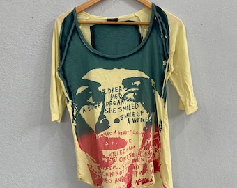 Camiseta de mujer punk Y2K de tres cuartos