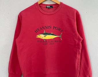 Bluza vintage polo ralph lauren hyannis port fish z grafiką