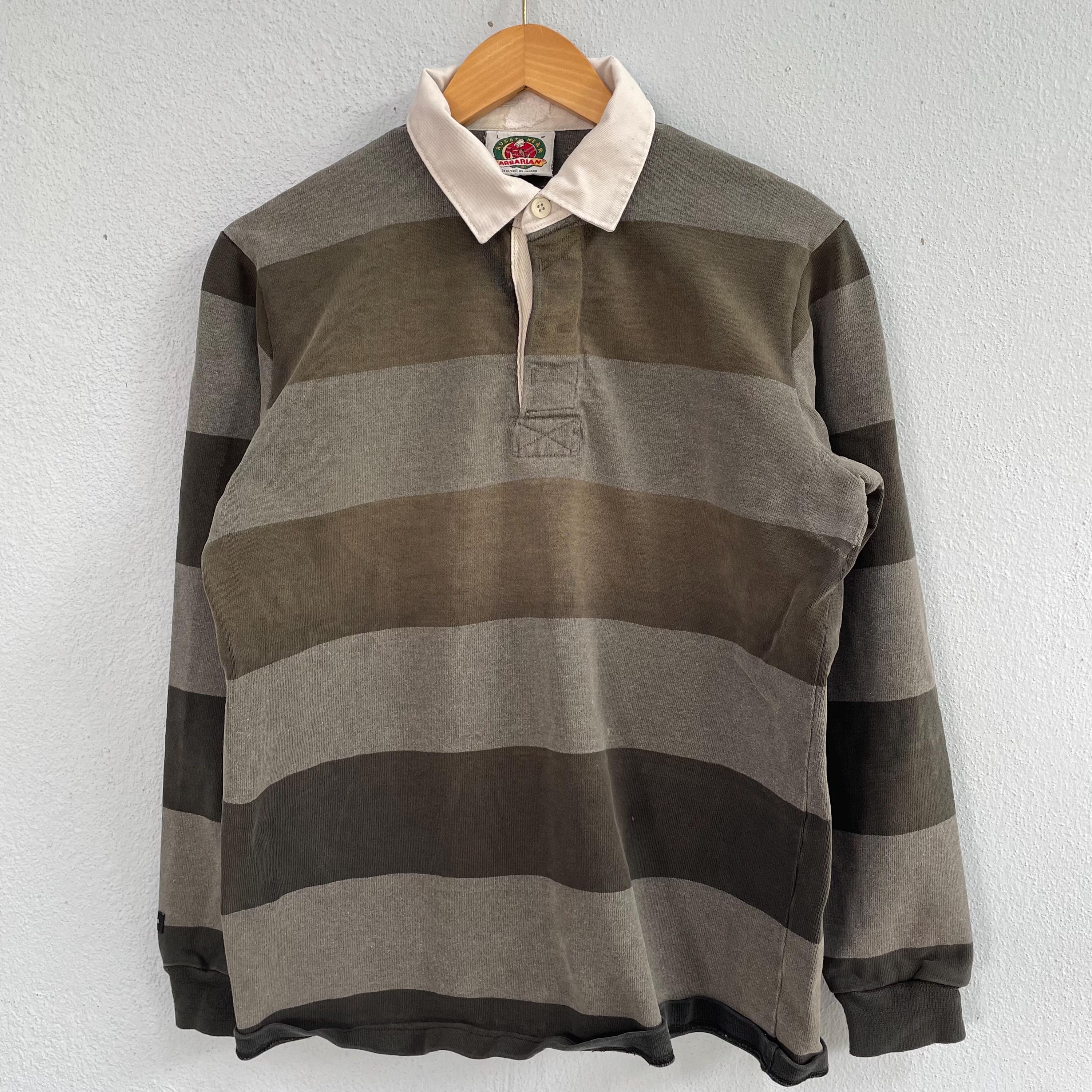 Vintage Barbarian Rugby Polo Rugby Longsleeve Stripe Collar Shirt