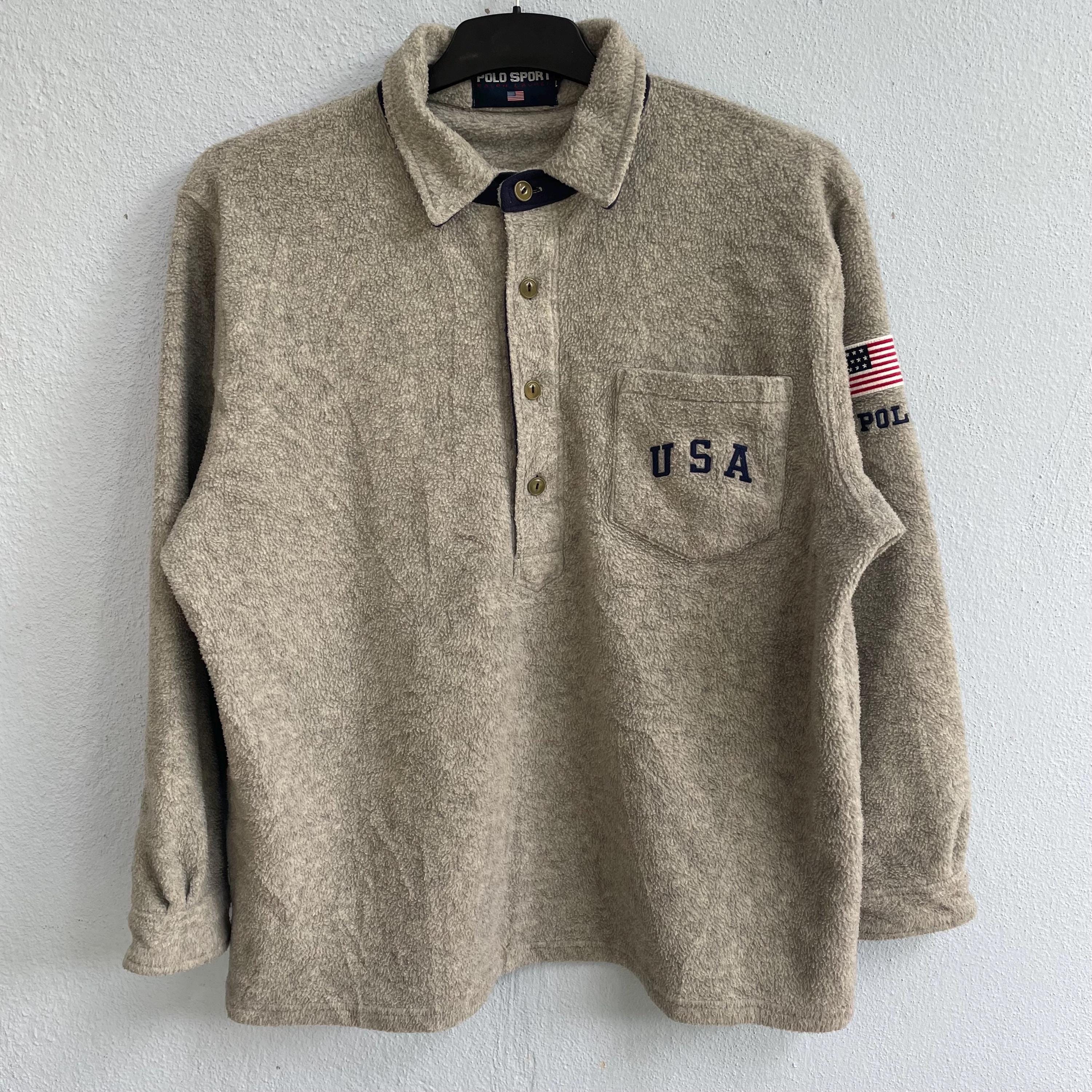 Vintage 90s Polo Sport USA Fleece Snap Button - Etsy
