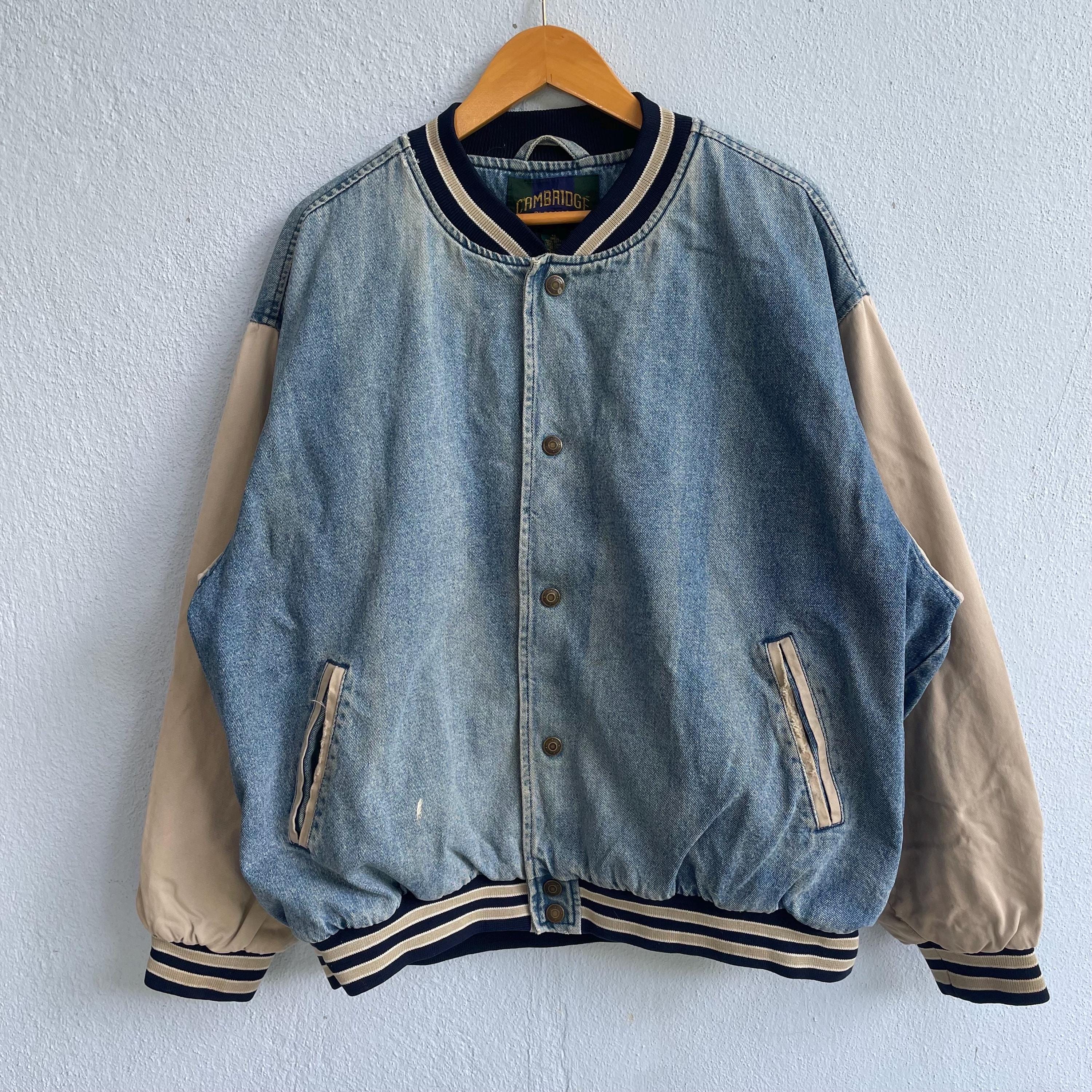 Vintage 90s Varsity Jeans Jacket Cambridge Classic - Etsy