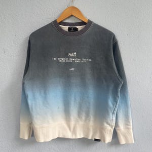 Y2K Local Motion Hawaii Sweatshirt - Gradient Blue Ombré Crewneck - Surf Co. Graphic Pullover - Beach Aesthetic Surfwear - Size S