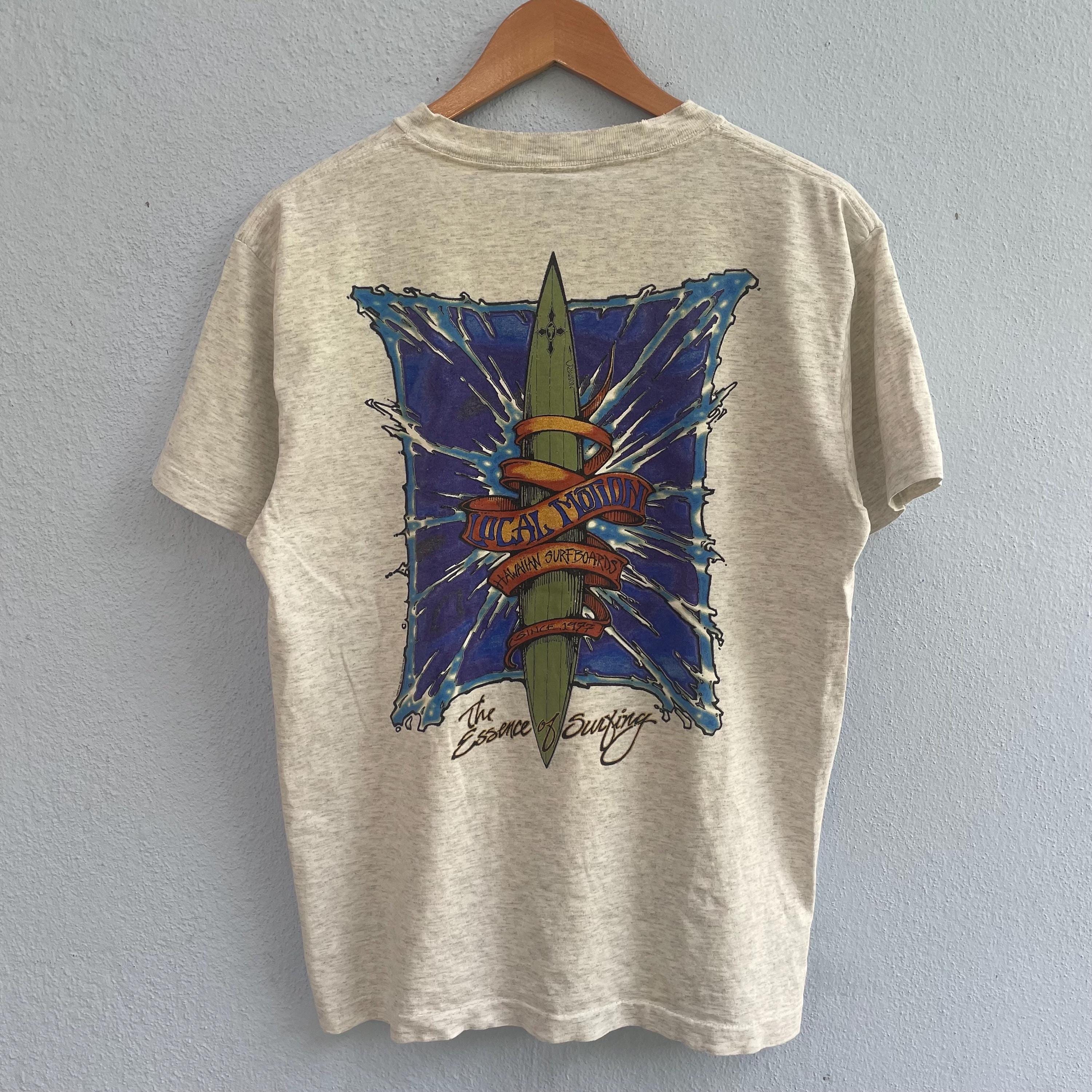 Vintage 90s Local Motion Hawaii Surfing Tshirt Big Graphic Backhit