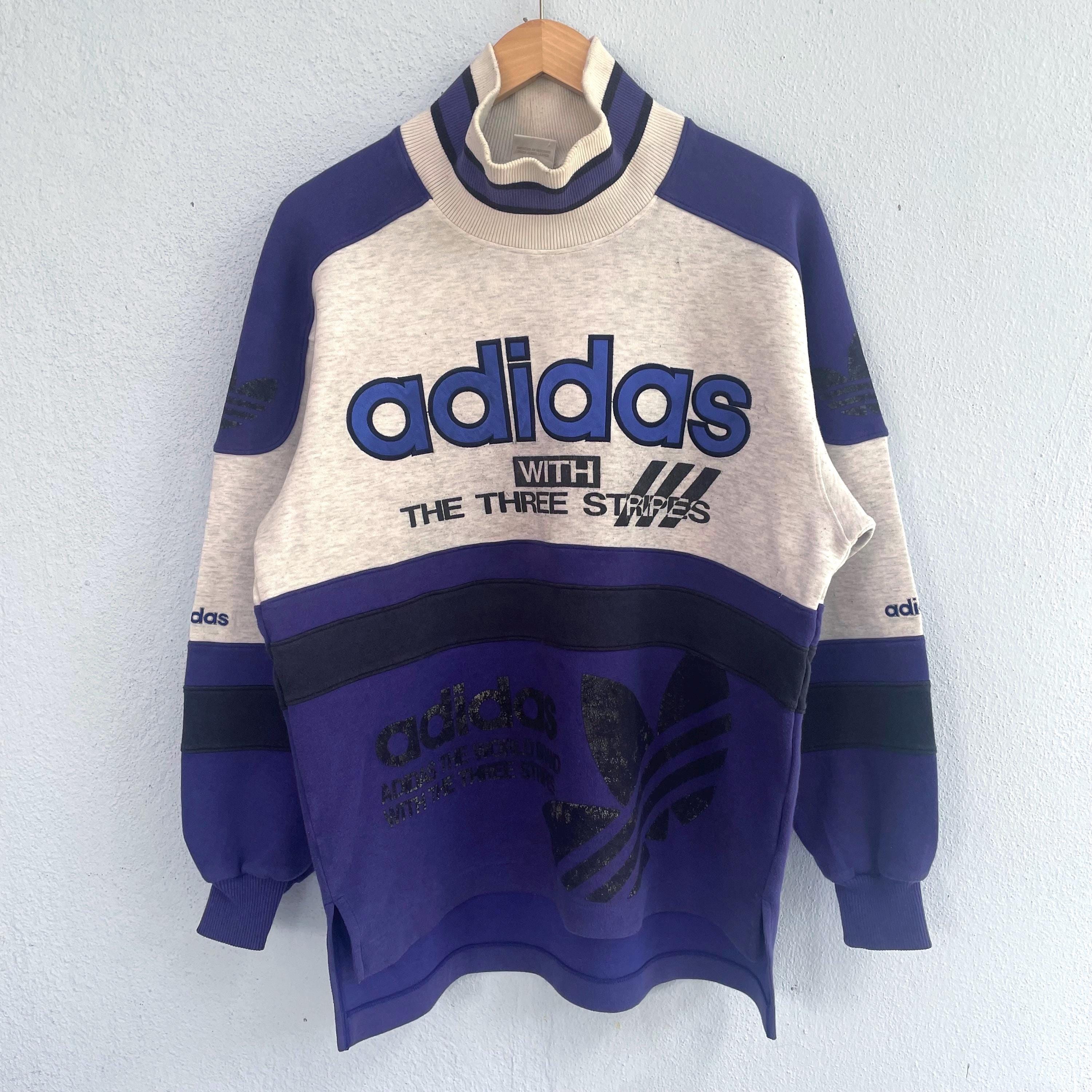 希少デザイン90s VINTAGE アディダス  スノボ　デサント Vintage 90s Adidas Descente Colorblock Sweatshirt Big Logo Mock