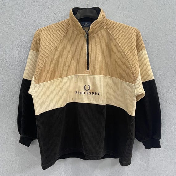 Vintage 90s Fred Perry Quarter Zip Pullover - Colorblock Ribbed