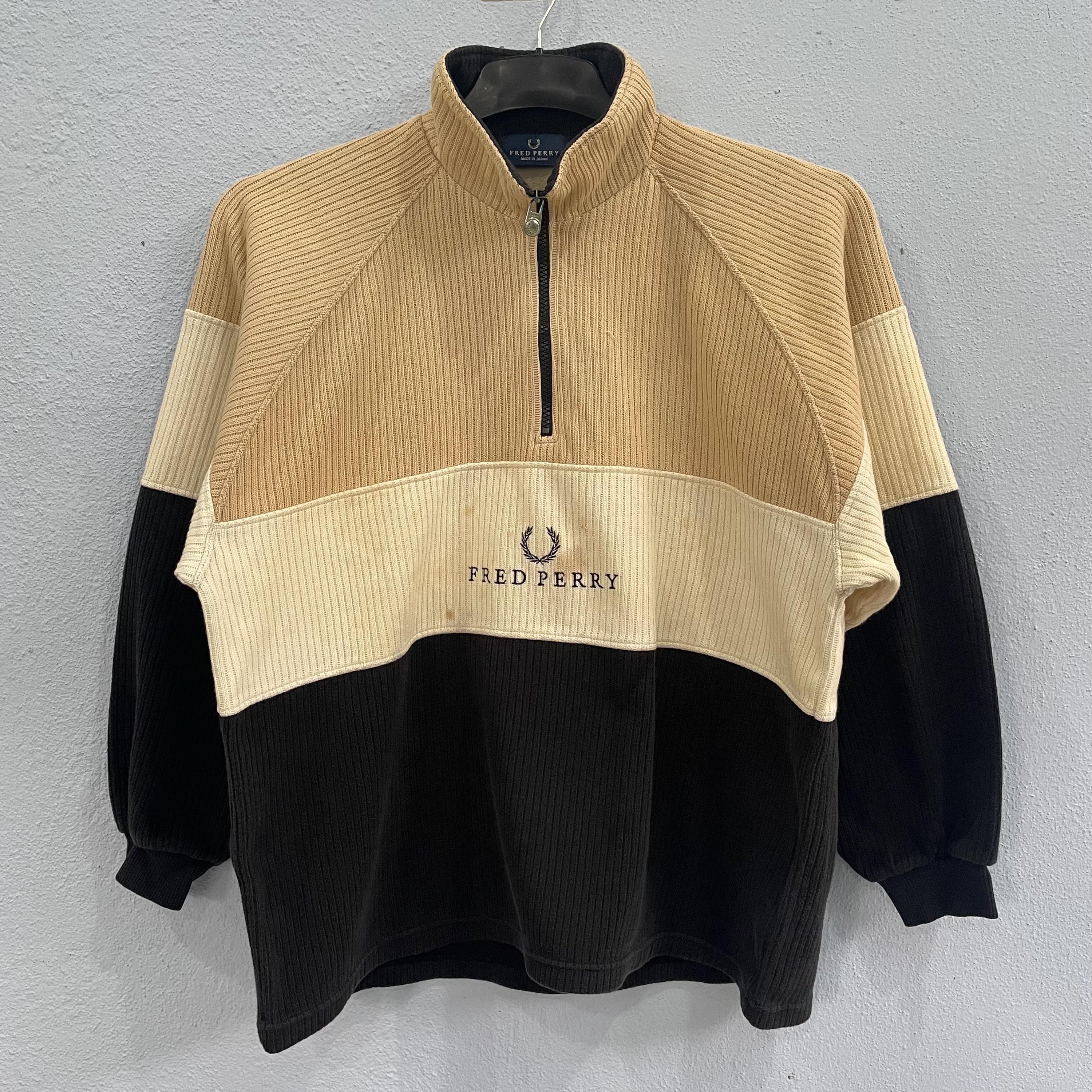 Vintage 90s Fred Perry Quarter Zip Pullover - Colorblock Ribbed