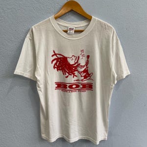 Camiseta vintage parodia de Bob Marley y Snoopy, talla grande