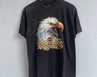 91年USA製HARLEY DAVIDSON 3D EMBLEM イーグル VTG 1991 3D EMBLEM HARLEY DAVIDSON T-SHIRT SIZE L (actual M) USA