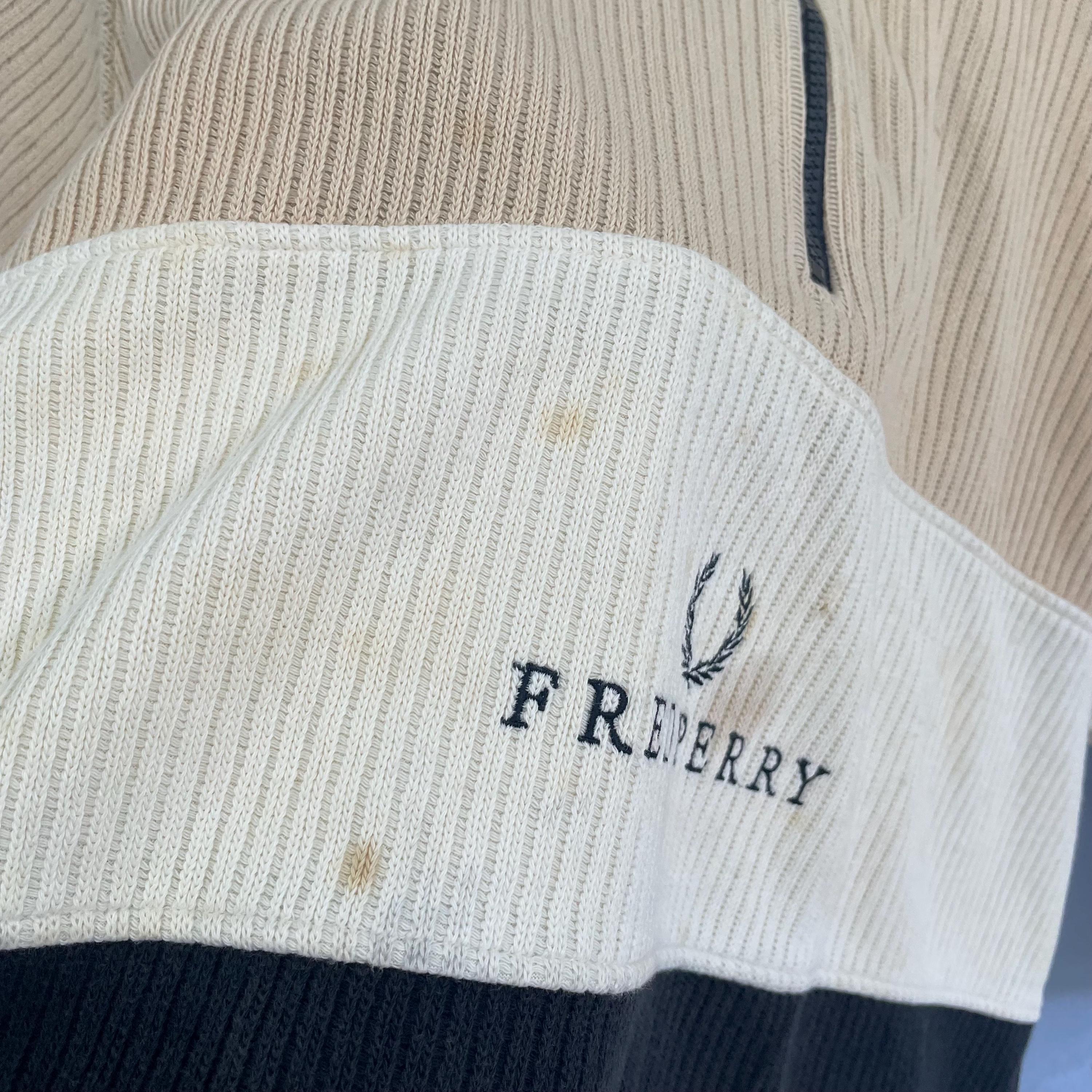 Vintage 90s Fred Perry Quarter Zip Pullover - Colorblock Ribbed
