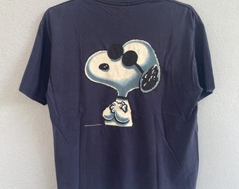 Vintage Snoopy Joe T-Shirt - 90er Jahre Peanuts Cartoon Graphic Tee - Marineblaues Retro Comic Shirt - Größe X-Large