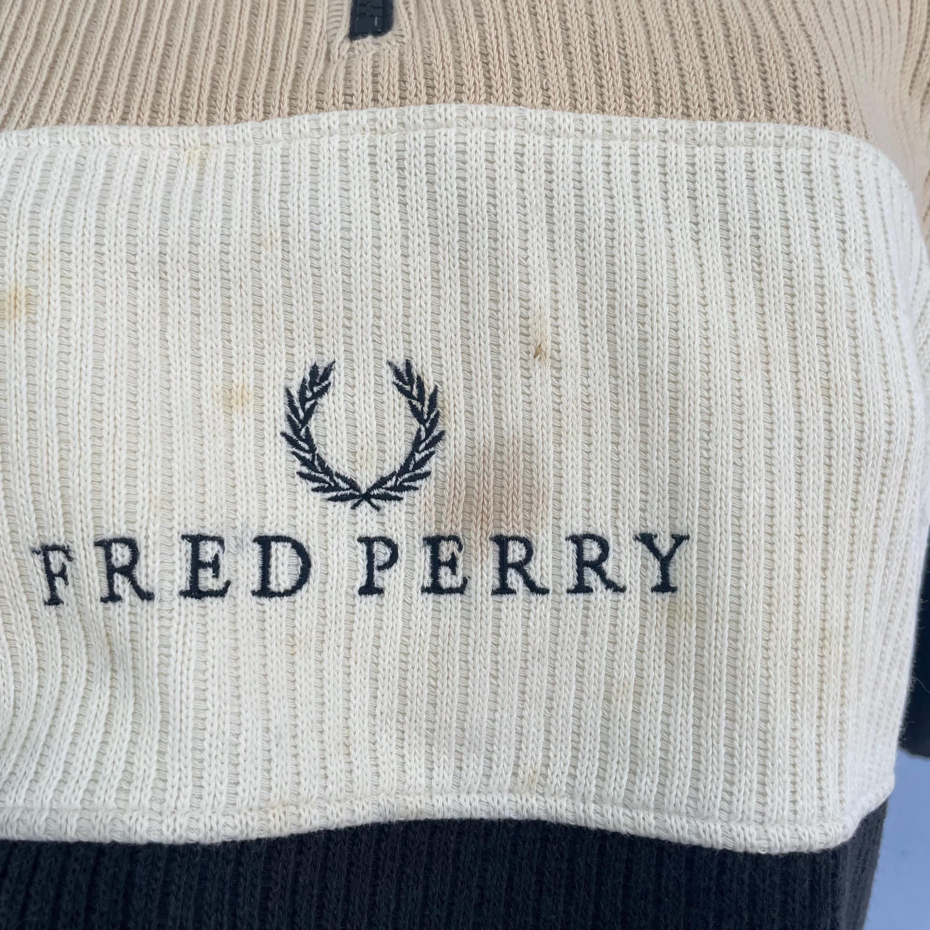 Vintage 90s Fred Perry Quarter Zip Pullover - Colorblock Ribbed