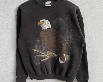 Sweat-shirt vintage années 90 à motif aigle