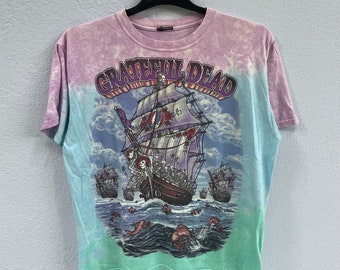 Vintage 2001 Grateful Dead Tie Dye T-Shirt: Liquid Blue, Ship of Fools, XL