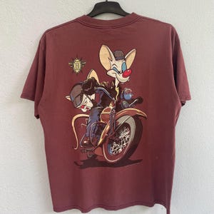Camiseta vintage de los años 90 con dibujos animados de Pinky y Cerebro