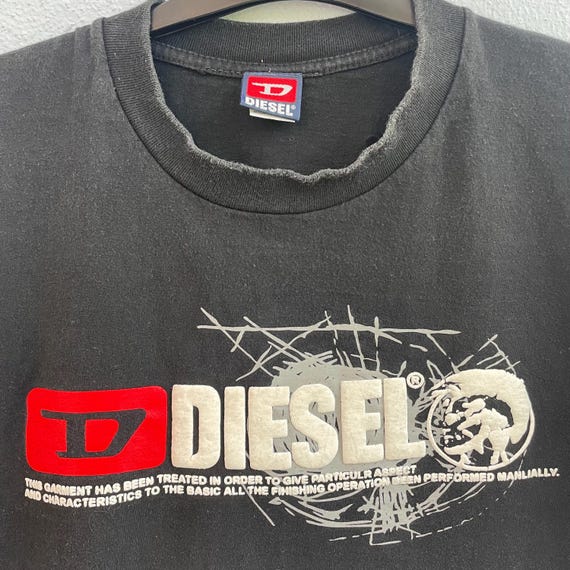 Vintage Diesel T-shirt Faded Black - Mohawk Logo Graphic Tee - Y2K