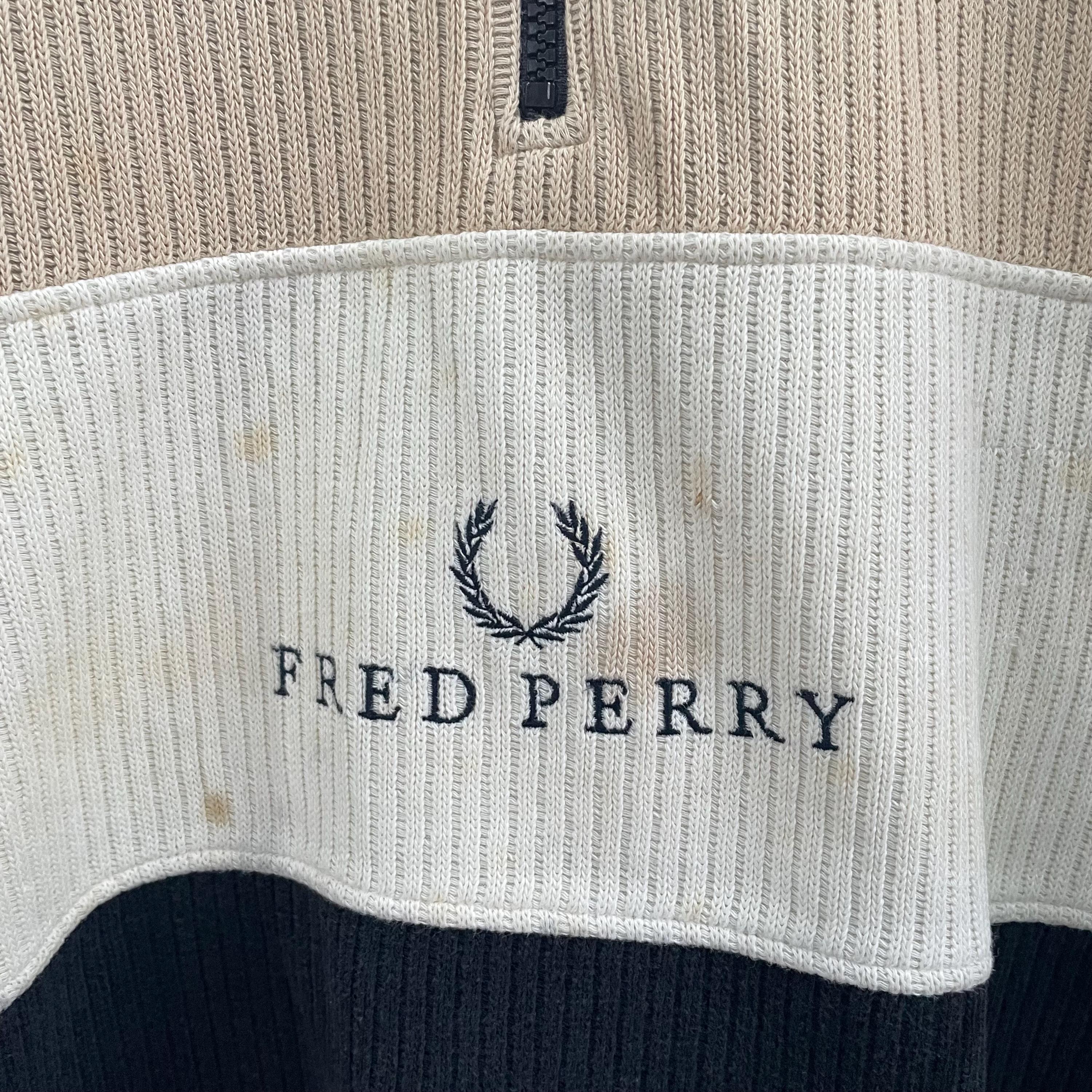 Vintage 90s Fred Perry Quarter Zip Pullover - Colorblock Ribbed