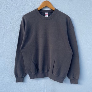 Vintage 90s Blank Crewneck - Charcoal Gray Pullover - Minimalist Aesthetic - Soft Retro Sweatshirt - Comfortable Basic Layering - Size Large