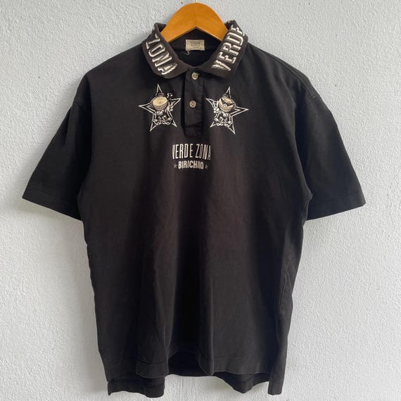 Vintage Y2K Verde Zona Polo Shirt, Japanese Designer Embroidered