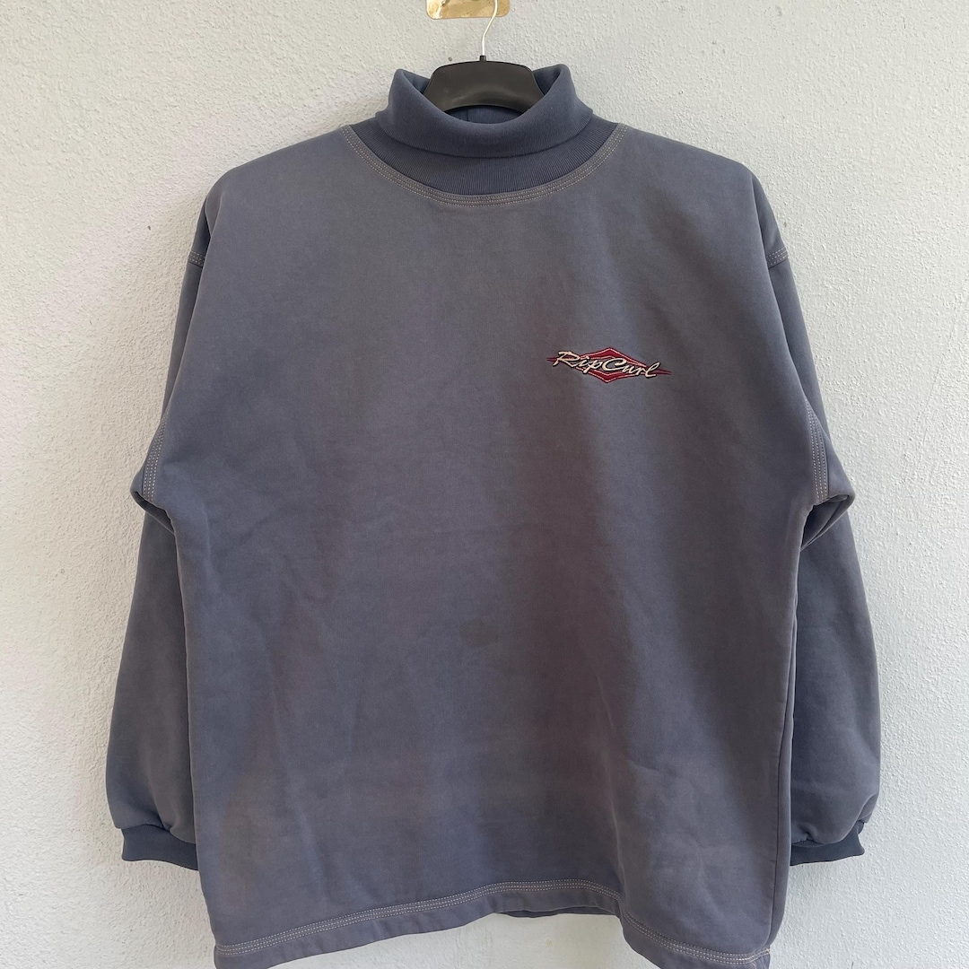 Vintage 90s Rip Curl Embroided Logo Turtle Neck Sweatshirt Big