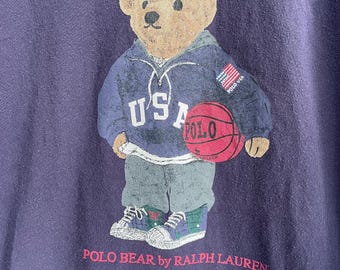 vintage 90s PoloRalphLauren PoloBearポロベア Vintage 90s Polo Bear by Ralph Lauren T-shirt / Size S - Etsy