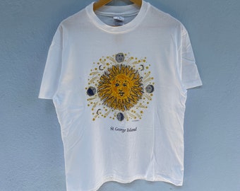 Vintage 1994 art tee sun and moon st. George island