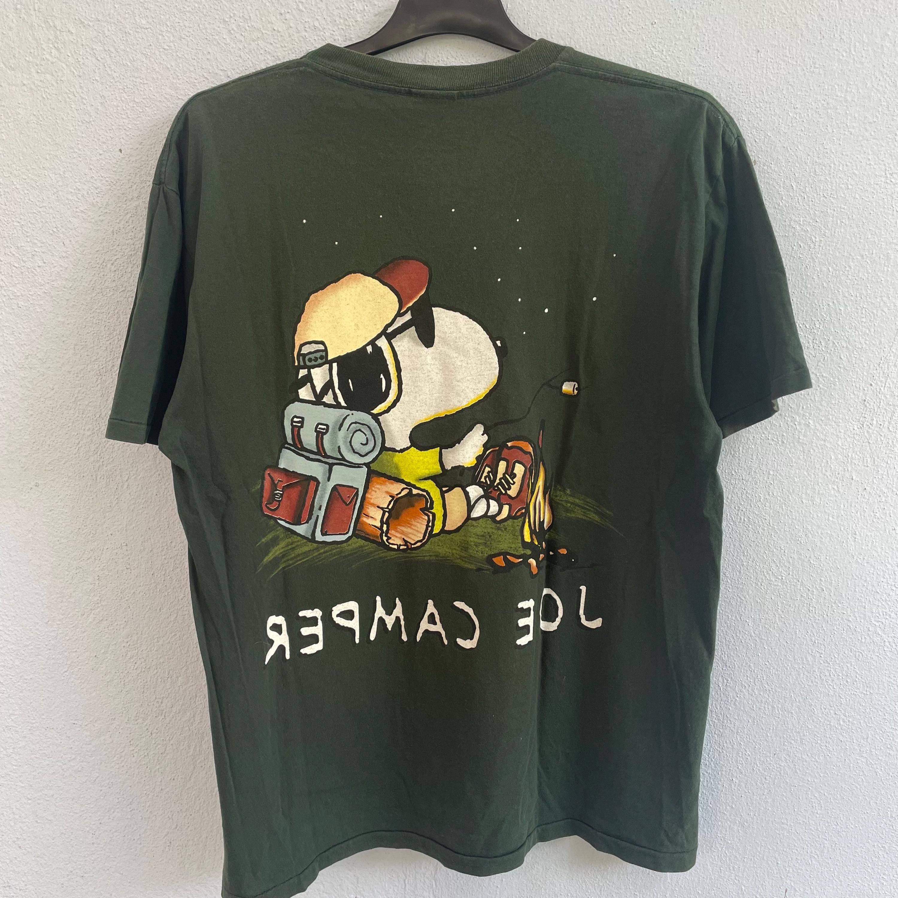 90s USA製 PEANUTS SNOOPY JOE CAMPER Tシャツ Vintage 90s Peanuts Snoopy Joe Camping Mirror Print Tshirt