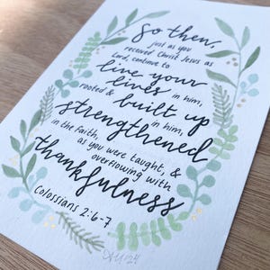 Custom Calligraphy Watercolor Scripture Art – Hand Lettered Bible Verse Quote with Foliage Wreath Border