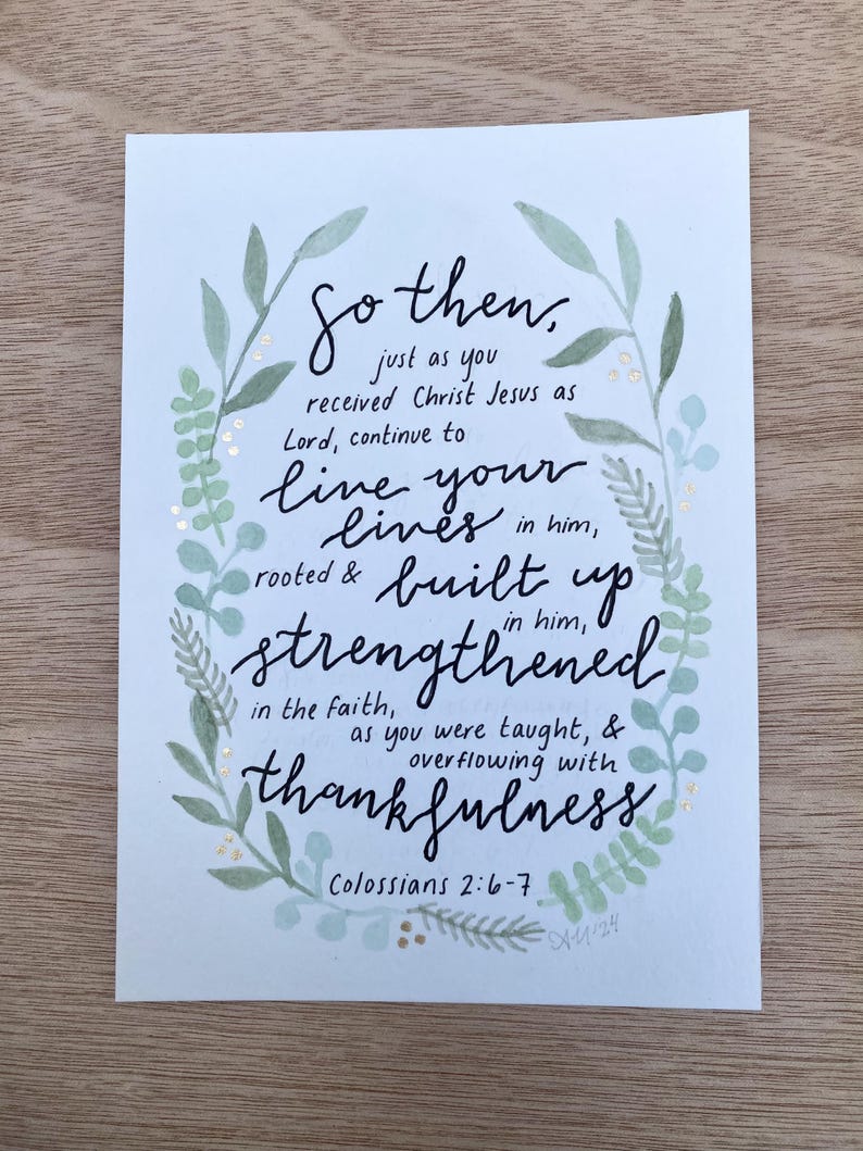 Custom Calligraphy Watercolor Scripture Art – Hand Lettered Bible Verse ...