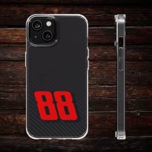 Dale Earnhardt Jr #88 Koolstofvezelpatroon Telefoonhoesje voor iPhone 15 14 13 Pro Max Mini Plus Pro Dark Realistische Racing NASCAR Case
