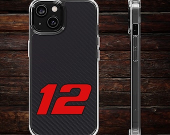 Ryan Blaney #12 Carbon Fiber Pattern Phone Case for iPhone 15 14 13 Pro Max Mini Plus Pro Dark Realistic Ford NASCAR Case