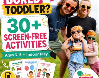 Screen Free Toddler Activities Printable, 30+ Indoor Movement Games for Kids Ages 3–5, Preschool Busy Book PDF