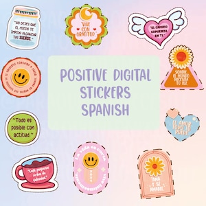 Aufkleber, positiv, spanisches SVG, Affirmationen, geistig gesund, SVG, Selbstpflege, motivierende Sätze