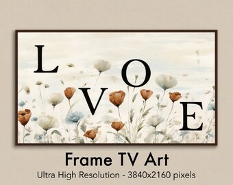 Women's Day Frame TV Art Samsung Frame TV Art Abstract Art For Frame Tv LG Tv Love Flower Oil Painting Frame Tv Art Valentines Day