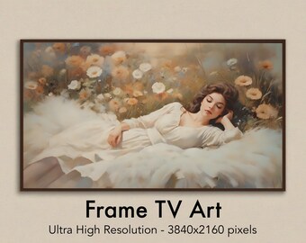 Women's Day Frame TV Art Samsung Frame TV Art Love Art For Frame Tv LG Tv Love Flower Lake Oil Painting Frame Tv Art Valentines Day