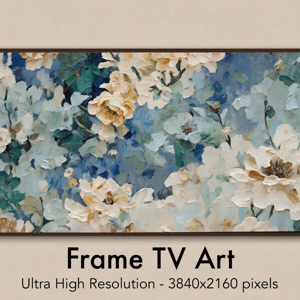 Women's Day Frame TV Art Samsung Frame TV Art Flower Art For Frame Tv LG Tv Love Flower Lake Oil Painting Frame Tv Art Valentines Day