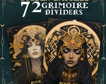 Grimoire Divider Pages - Golden Empress Book Of Shadows Paper Egyptian Witch Grimoire BOS Pages Witchcraft PDF Digital Grimoire Paper
