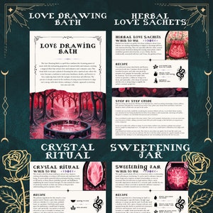 Guia e práticas de feitiços de amor - Para o seu Grimório Livro das Sombras Feitiços de amor Poção de amor Frasco de feitiço Nó de amor Sigilo de amor Bruxas PDF imagem 4
