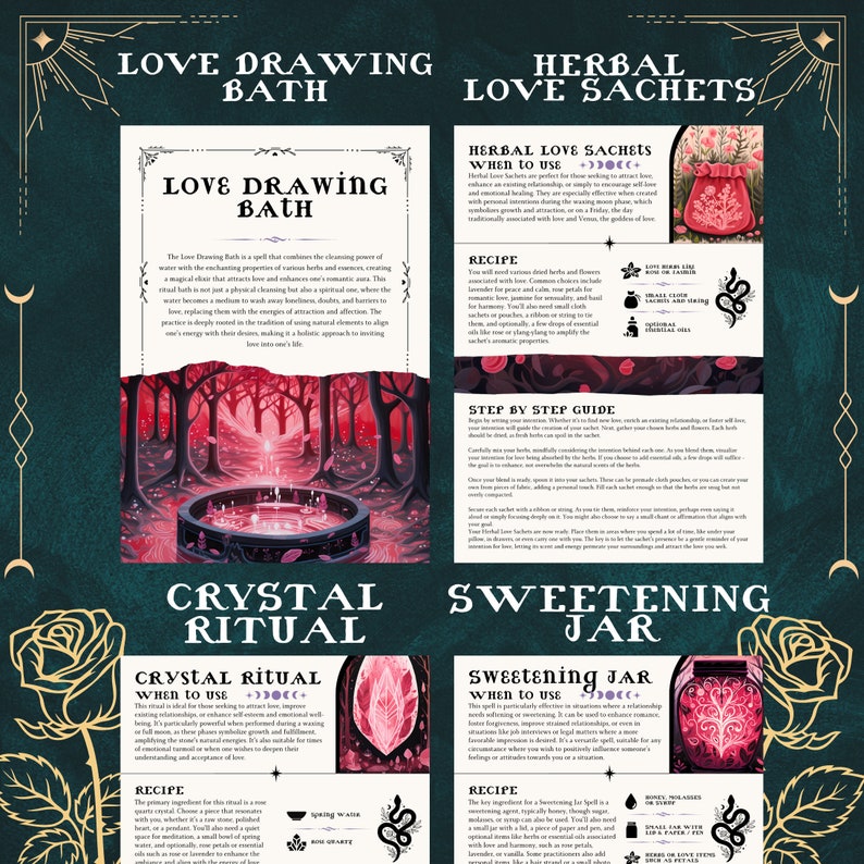 Guia e práticas de feitiços de amor - Para o seu Grimório Livro das Sombras Feitiços de amor Poção de amor Frasco de feitiço Nó de amor Sigilo de amor Bruxas PDF imagem 4